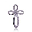 Diamond Curved Cross Pendant in 14 Karat White Gold