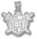 Troy State Trojans Solid Sterling Silver ''TROY TROJANS'' Logo 1/2'' Pendant