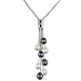 Black & White Cultured Pearl Multi-Strand Silver Chain Lariat w. Bar Crystal Slider