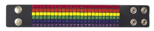 Click here to buy Leather Wristband Gay Pride Rainbow Studs Cuff Bracelet.