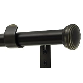 Levolor Fluted End Cap Rod Set, Brushed Bronze, 1-Inch Diameter, 66 to 120-Inch Width by Levolor