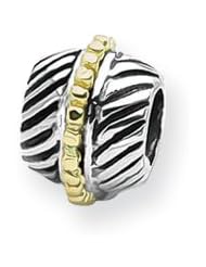 Two-Tone Bali Charm in Silver and Yellow Gold for 3mm Bracelets