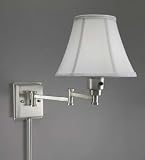 Swing Arm Plug in Lamp in Brushed Nickel White Shd