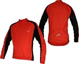 Mens More Mile Red Long Sleeve winter Cycle Jersey Top