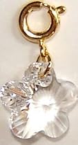14K Gold Plated Swarovski Crystal Flower Charm - Clear