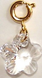14K Gold Plated Swarovski Crystal Flower Charm - Clear