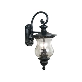 Kenroy Home 80531ORB Gregorian Two-Light Medium Wall Lantern with 7-Inch Seeded Hammered Glass Shade
