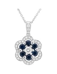 Sapphire and Diamond Necklace in 18kt White Gold