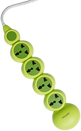 WOLife Smart 3-Outlet Home/Office Surge Protector Creative Carpenterworm Child Safety Power Strip - 5ft / 1.5m Cord (Green)