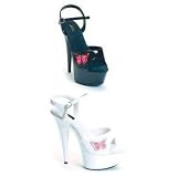6 inch Pointed Stiletto Ladies Size Shoe With Embroidered Butterfly and Ankle Strap by SexyBlvd