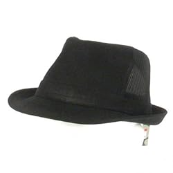 NWT COTTON PIQUE VENTED MESH PANEL FEDORA HAT * BLACK MEDIUM