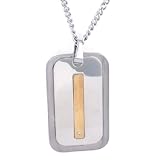 Stainless Steel/14K Diamond Men's Dog Tag Necklace