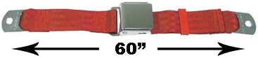 2-Point Lap Seat Belt, Flame Red, 60 Inch Length, with Chrome Lift Latch