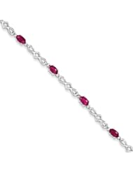 Sterling Silver African Ruby and Diamond Bracelet