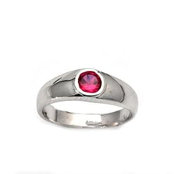 Sterling Silver Baby Ring with Ruby CZ - Sizes: 1-4