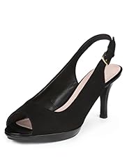 Peep Toe Stiletto Heel Wide Fit Slingback Shoes
