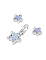Sterling Silver Space Design Star Pendant and Earrings Jewelry Set
