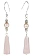 Sterling Silver Rose Quartz Flat Drop with Pink Freshwater Cultured Pearl Earrings