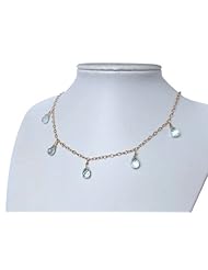 Gemshine Childrens Aquamarine Teardrop Necklace In 14k Gold