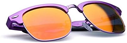Retro fashion sunglasses polarized sunglasses aluminum magnesium Colorful couple tide (Purple box orange reflective lens)