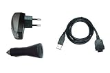 PDA 4in1 Sync & Ladeger�t-Set: Datenkabel/Ladekabel + Netzteil-Adapter (220V) + Auto/Kfz-Adapter (12V/24V) f�r Palm / PalmOne / Handspring Treo 90, 180, 270, 300, 600 - 