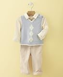 First Impressions Baby Boy 3 Piece Sweater Vest Set