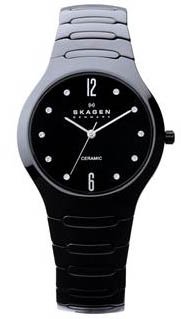 Skagen #817SBXBC Men's Black Ceramic Swarovski Elements Watch