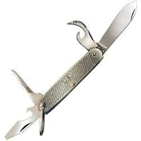 Ontario Knife Camp Knife, Folding Multi-Tool Knife with 3.25 Chrome Stainless Steel Blade, and Stainless Steel Handle, Overall Length Closed 3.625.