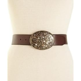 Fossil Rhinestone-Plaque Leather Belt