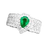 14K .55 CT Pear Shaped Emerald & Diamond Band