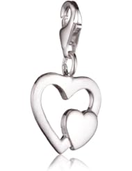 VINANI brand Germany 925 Sterling Silver Charm Pendant Heart big matte with small Heart shiny HHI