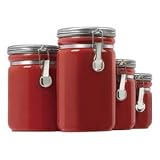 Red Ceramic Kitchen Canisters