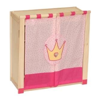 roba 98430 - Puppenkleiderschrank Kr&ouml;nchen, Massivholz unbehandelt, stoffbespannte T&uuml;ren,  Preisvergleich