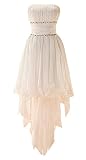 DAPENE® Women's Chiffon Strapless Hi Low Beaded Formal Dresses White US 16