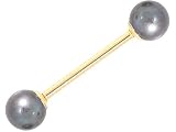 14 Gauge 5/8 - Peacock Pearl 14kt Yellow Gold Straight Barbell - 5mm