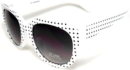 Womens Vintage Retro Oversized Wayfarer Sunglasses White with Black Polka Dots