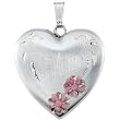 Sterling Silver Heart Mom Locket with Pink Flowers