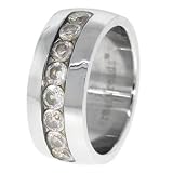 CZ Channel-Set High Polish Stainless Steel Ring - Size 11