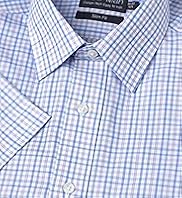 Cotton Rich Short Sleeve Easy to Iron Checked Slim Fit Shirt