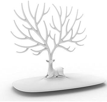Hauswarez Deer Jewelry Rack Display Stand for Organizing Earrings Rings Necklace - White (white)