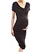 PattyBoutik Mama Stylish Cowl Neck Short Sleeve Ruched Sides Stretch Maternity Dress