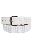 Three Row White Pyramid Stud Belt