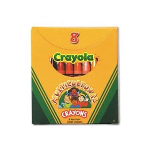 BINNEY & SMITH / CRAYOLA Multicultural Crayons, Wax, Large Size, Eight Skin Tone Colors per Box