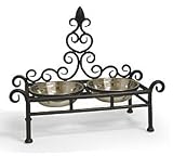 Black Metal Scroll Design Pet Feeding/Water Bowl/Dish Beautiful Design For Cat Or Dog