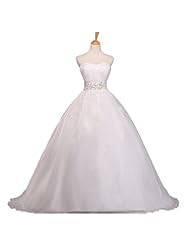 Plus Size Strapless Organza Floor Length 2015 Sleeveless Beaded Sequined Wedding Dress 