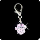 PURELY CHARMING Pet Charm / Pendant with Handset Swarovski Crystals - Pawprint, Light Rose Pink