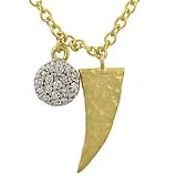 Pave Diamond Circle and Horn Pendant on Chain .19cttw