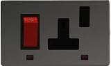 Varilight - 45A Cooker Panel (with 13A Switched Socket) And With Neon Dimension Screwless Iridium-Black - XDI45PNBS