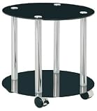 Black Glass Chrome and Steel Round TV Trolley Coffee Table with Castors 31zcNddOGXL. SL160