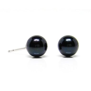 HinsonGayle AAA 6.5-7.0mm Black Cultured Pearl Stud Earrings (14K White Gold)